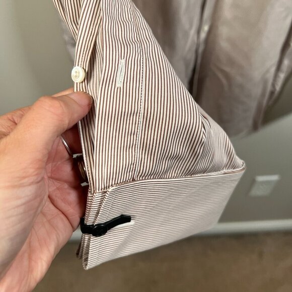 Ermenegildo Zegna Dress Shirt Mens Size 43 17 Brown Stripes Comfort Fit Work - Picture 7 of 13